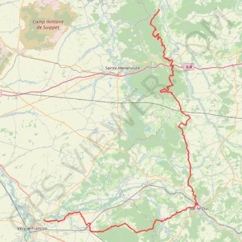 Trace GPS GR 14 : De Vitry-en-Perthois (Marne) à Varennes-en-Argonne (Meuse), itinéraire, parcours