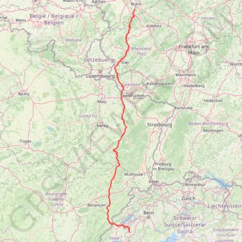 Trace GPS Vuisternens-devant-Romont à Bonn, itinéraire, parcours