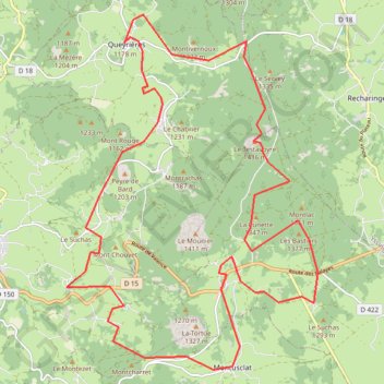 Trace GPS Domaine du Meygal (Haute-Loire 43), itinéraire, parcours