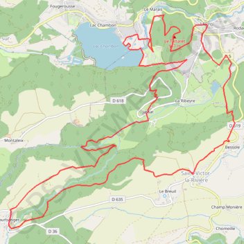 Trace GPS Boucle Courbanges - Lac Chambon, itinéraire, parcours