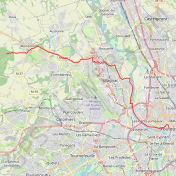 Trace GPS De Toulouse à Bouconne par le GR653, itinéraire, parcours