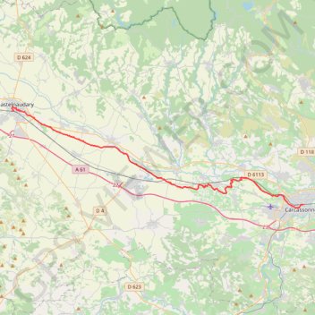 Trace GPS Canal du midi : Castelnaudary à Carcassonne, itinéraire, parcours
