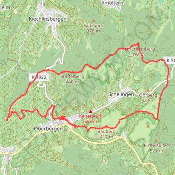 Trace GPS Oberbergen, itinéraire, parcours