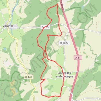 Trace GPS Courcelles en montagne Bois Lessus, itinéraire, parcours
