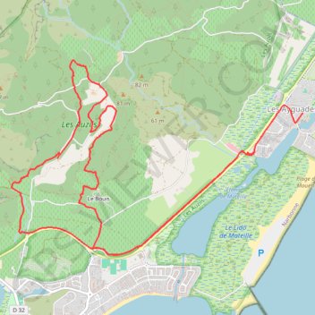 Trace GPS Gruissan - Piste les Caunes, itinéraire, parcours