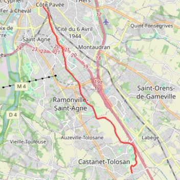 Trace GPS Canal du Midi - Toulouse - Écluse de Vic, itinéraire, parcours