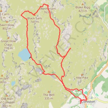 Trace GPS Wetherlam and Black Sails Loop, itinéraire, parcours