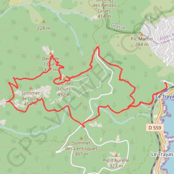 Trace GPS Tour du Pic de l'Ours - Le Trayas, itinéraire, parcours