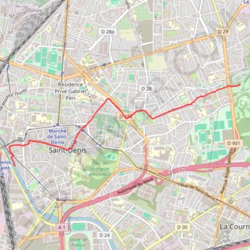Trace GPS Saint Denis Parc Georges Valbon, itinéraire, parcours