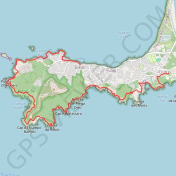 Trace GPS Côte ouest de la presqu'île de Giens, itinéraire, parcours