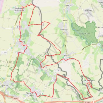 Trace GPS Vallée de l'Aunelle et bornes frontières - Sebourg, itinéraire, parcours