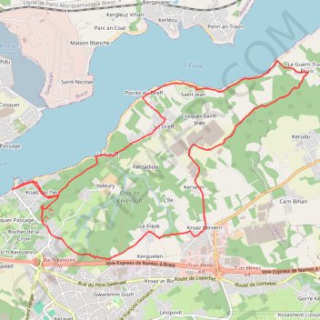 Trace GPS Plougastel Daoulas et les Bords de l'Elorn, itinéraire, parcours