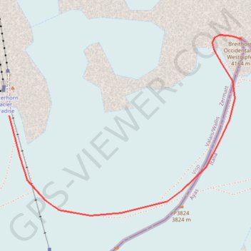 Trace GPS 2. Britania - Strahlhorn, itinéraire, parcours