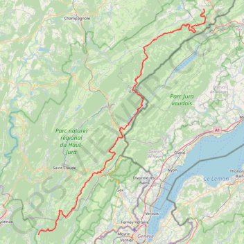 Trace GPS Grande Traversée du Jura (GTJ), itinéraire, parcours