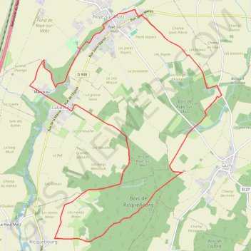 Trace GPS Roye-sur-Matz - Circuit des Bois de Roye, itinéraire, parcours