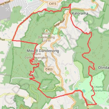 Trace GPS Dandenong Ranges National Park Loop, itinéraire, parcours