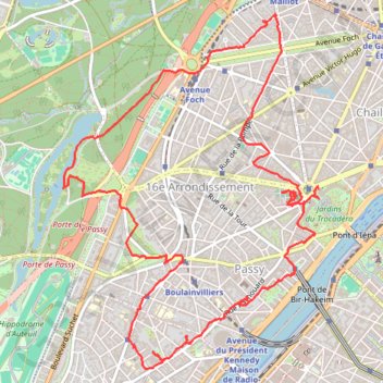 Trace GPS Les surprises du XVIème arrondissement, itinéraire, parcours