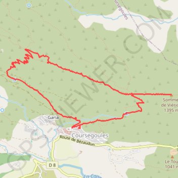 Trace GPS Baisse et Sommet du Viériou, itinéraire, parcours