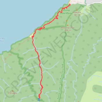 Trace GPS Hanakapi'ai Falls (Kauai Island), itinéraire, parcours