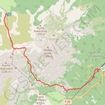 Trace GPS Du refuge de L'Onda à Vizzavona, itinéraire, parcours