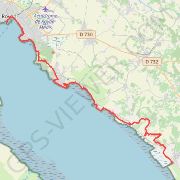 Trace GPS L'estuaire de la Gironde à vélo : Royan / Talmont-sur-Gironde / Mortagne-sur-Gironde, itinéraire, parcours