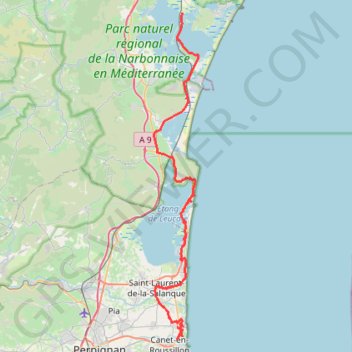 Trace GPS Canal de la Robine - Sainte Marie, itinéraire, parcours