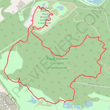 Trace GPS Royal Botanic Gardens Cranbourne Loop, itinéraire, parcours