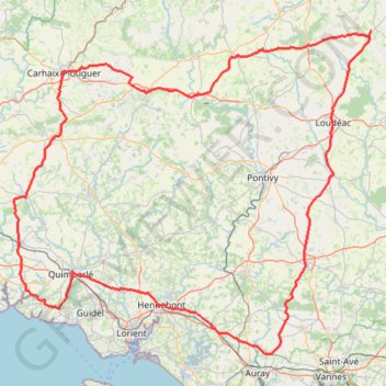 Trace GPS brm 300 km Carhaix, itinéraire, parcours