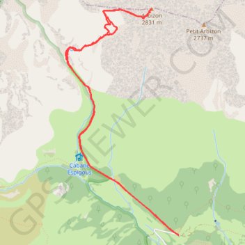 Trace GPS Arbizon depuis les Granges de Lurgues, itinéraire, parcours