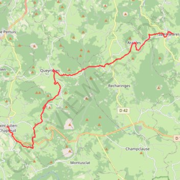 Trace GPS Chemin de Saint-Régis - Saint-Jeures - Saint-Julien-Chapteuil, itinéraire, parcours