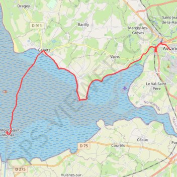 Trace GPS D'Avranches à Genets, itinéraire, parcours