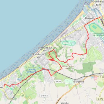 Trace GPS De Villers à la gare de Deauville, itinéraire, parcours