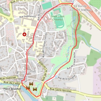Trace GPS Circuit au fil de l'eau - Josselin, itinéraire, parcours