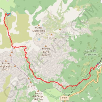 Trace GPS Vizzavone-L'Onda, itinéraire, parcours