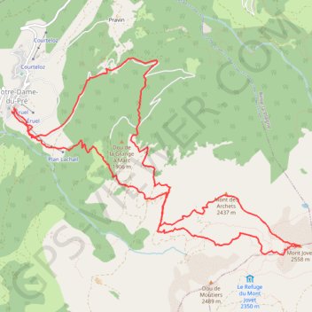 Trace GPS Mont Jovet par le Mont des Archers, itinéraire, parcours