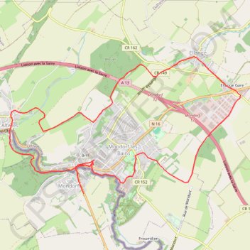 Trace GPS Randonnée à Mondorf-les-Bains, itinéraire, parcours