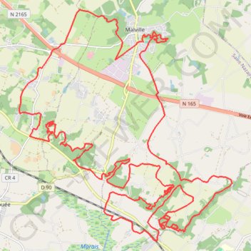 Trace GPS Rando VTT Malville 03/04/16, itinéraire, parcours