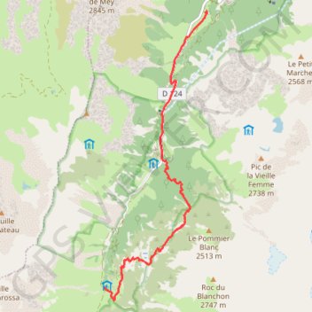 Trace GPS Ski de rando-roc de la peche-pralo, itinéraire, parcours