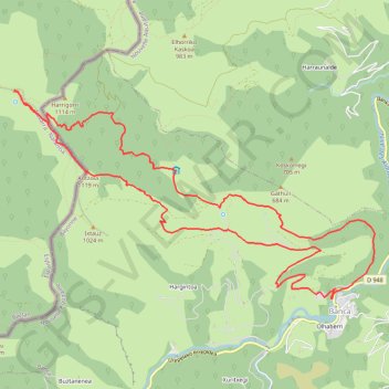 Trace GPS Autza depuis Banka par Antxola et Harrigorrikoerreka, itinéraire, parcours