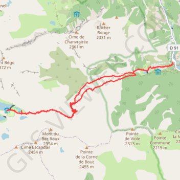 Trace GPS Lac des Mesches - Refuge des Merveilles, itinéraire, parcours
