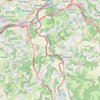 Trace GPS Bayonne-Ustaritz, itinéraire, parcours