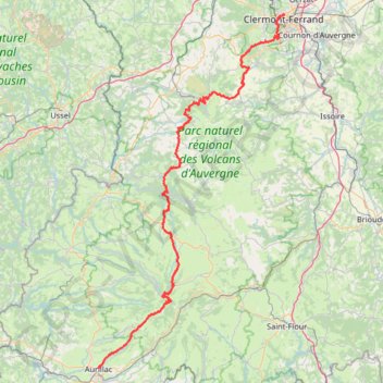 Trace GPS Aurillac - Clermont-Ferrand, itinéraire, parcours