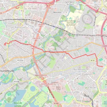 Trace GPS Trajet à vélo Colomiers Ramassiers lycée rive gauche, itinéraire, parcours
