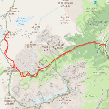 Trace GPS Mont Buet depuis le village du Buet, itinéraire, parcours