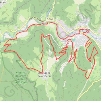 Trace GPS Ornans et la Vallée de la Loue - Le Castel Saint-Denis, itinéraire, parcours