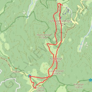Trace GPS Schnepfenried - Hahnenbrunnen - Breitfirst - Lauchenkopf - Plätzerwasen, itinéraire, parcours