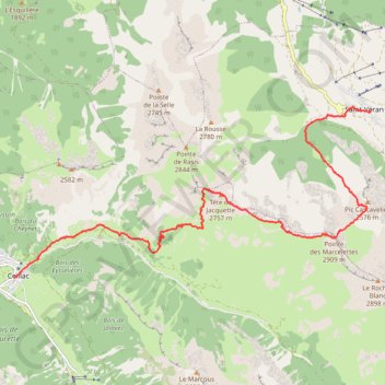 Trace GPS Queyras-Viso Étape 01 : Ceillac - Saint-Véran (par Pointe des Marcelettes), itinéraire, parcours