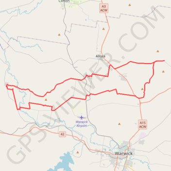 Trace GPS Goomburra - Mount Marshall - Pratten, itinéraire, parcours