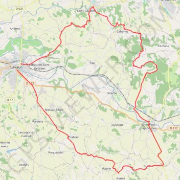 Trace GPS Vélo entre Lavaur, Graulhet et Puylaurens, itinéraire, parcours