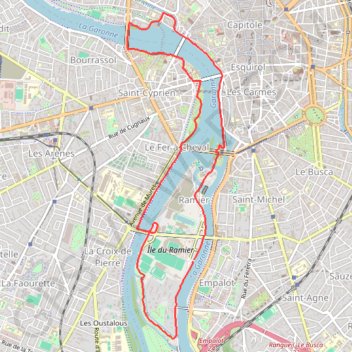 Trace GPS La Garonne à Toulouse, itinéraire, parcours